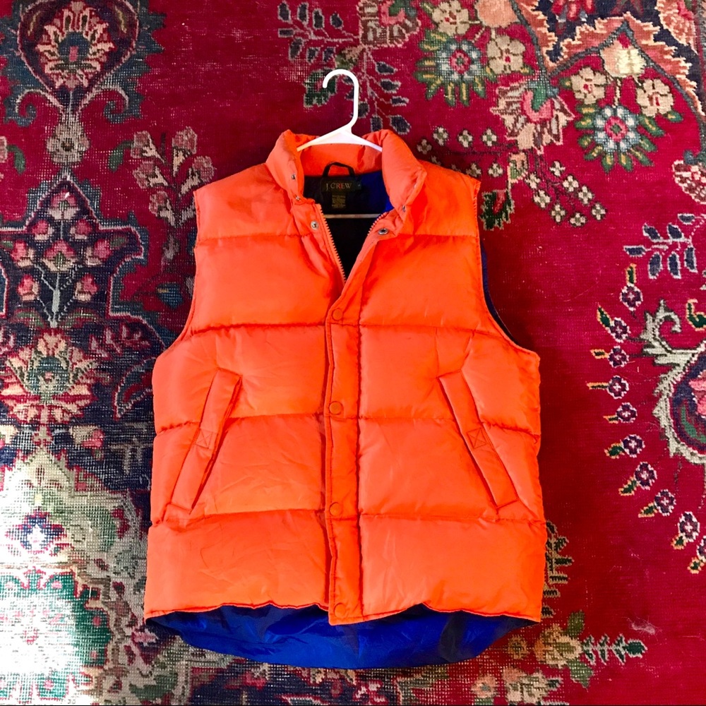 J Crew  Retro 80s Agent Orange Goose Down Vest